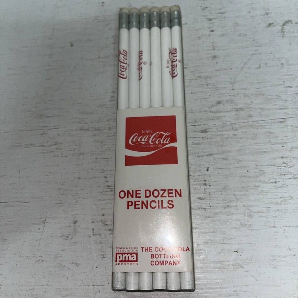 Vintage Coca-Cola White Pencils One Dozen Coke NOS Sealed Package Sealed